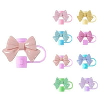 0.4 in/10mm Silicone Straw Covers,Classic Bow Straw Covers Cap Toppers,Reusable Straw Toppers Compatible with Stanley 30&40 oz Tumbler Cup.（Pink 1）