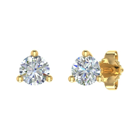 0.40 Carat 3-Prong Set Diamond Stud Earrings in 10K Yellow Gold