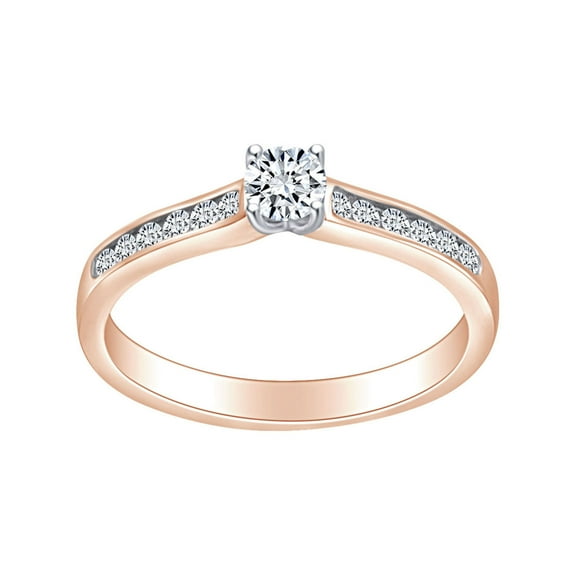 AFFY 0.40 Carat (Ctw) Round Shape White Natural Diamond Solitaire Engagement Ring In 14k Solid Rose Gold Ring Size-10