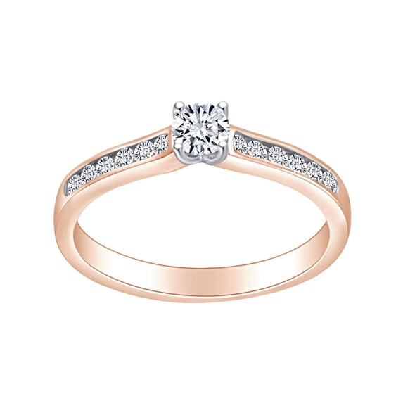 AFFY 0.40 Carat (Ctw) Round Shape White Natural Diamond Solitaire Engagement Ring In 14k Solid Rose Gold Ring Size-9