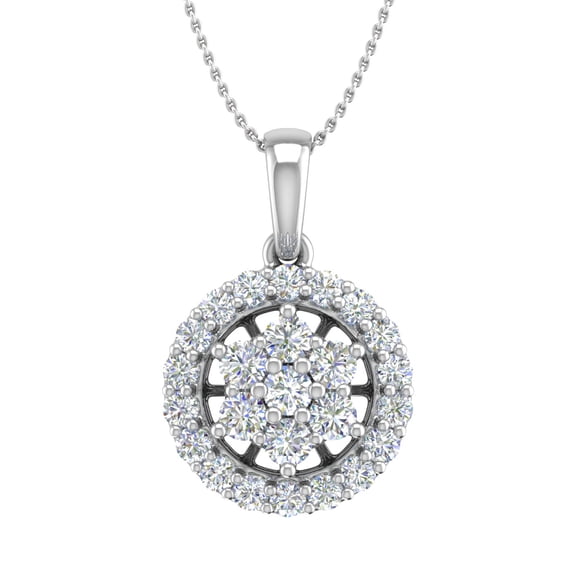 0.40 Carat Diamond Circle Pendant Necklace in 14K White Gold (Silver Chain Included) (SI1-SI2 Clarity)
