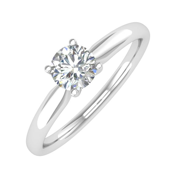 0.40 Carat Diamond Solitaire Engagement Ring Band in 14K White Gold (Ring Size 10) (I1-I2 Clarity)