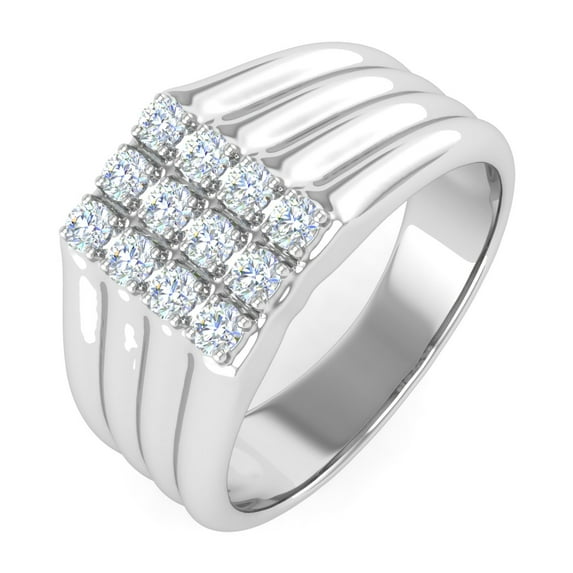 0.40 Carat Men's Diamond Wedding Band Ring in 14K White Gold (Ring Size 10) (SI1-SI2 Clarity)