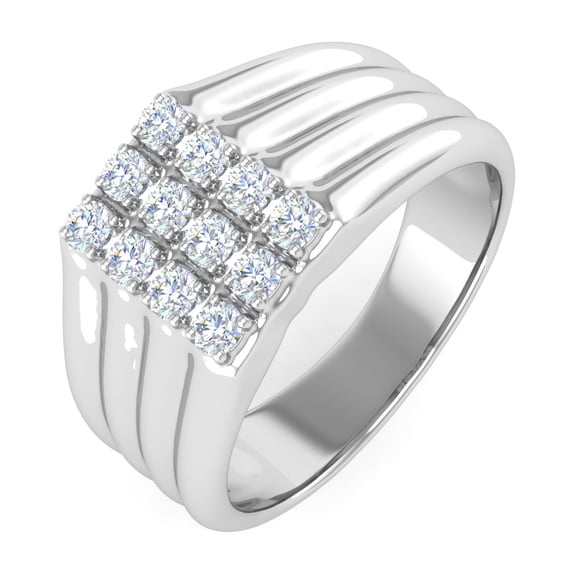 0.40 Carat Men's Diamond Wedding Band Ring in 14K White Gold (Ring Size 5) (SI1-SI2 Clarity)
