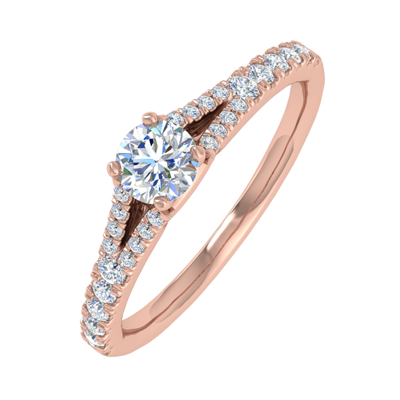0.40 Carat Prong Set Solitaire Diamond Engagement Ring Band in 14K Rose Gold (Ring Size 5)