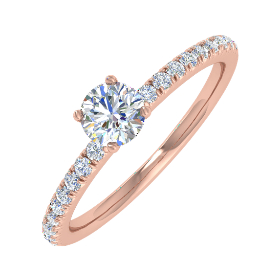 0.40 Carat Prong Set Solitaire Diamond Engagement Ring Band in 14K Rose Gold (Ring Size 6.5)