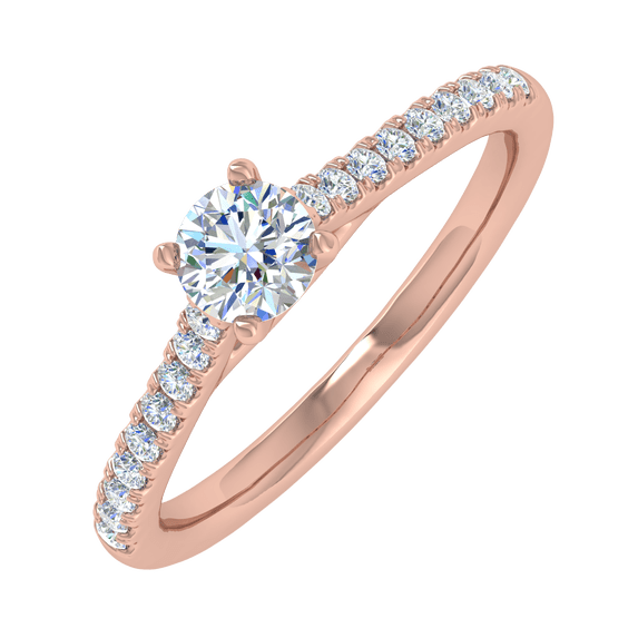 0.40 Carat Prong Set Solitaire Diamond Engagement Ring Band in 14K Rose Gold (Ring Size 8.75)