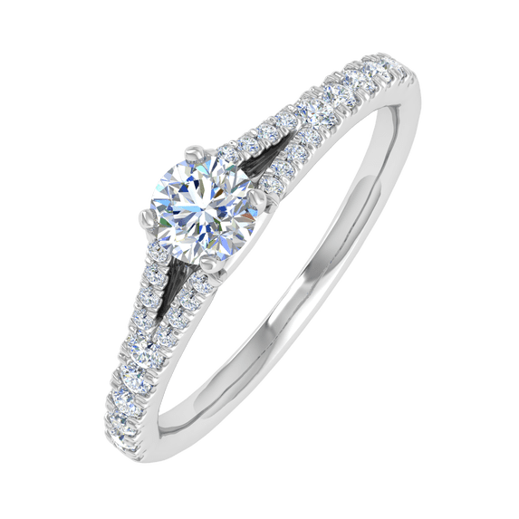 0.40 Carat Prong Set Solitaire Diamond Engagement Ring Band in 14K White Gold (Ring Size 9)