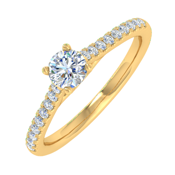 0.40 Carat Prong Set Solitaire Diamond Engagement Ring Band in 14K Yellow Gold (Ring Size 7.5)