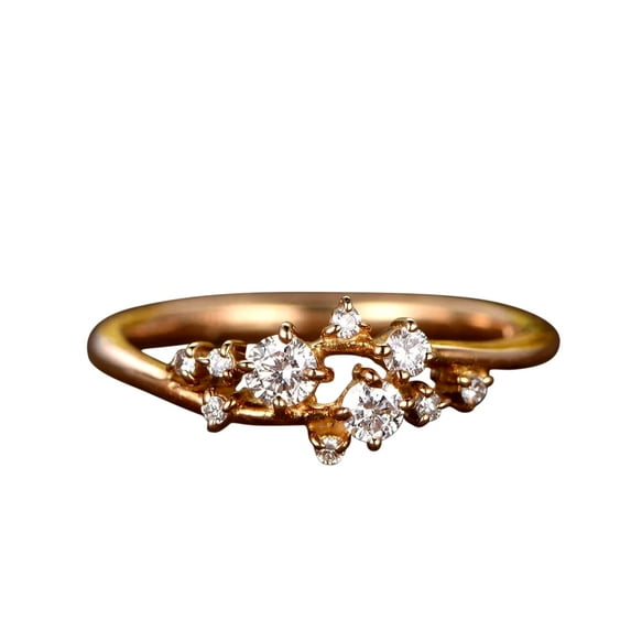 0.40 Carat Real Moissanite Diamond Wedding Band engagement ring Stackable ring Deco floral ring with 18k Gold Plating