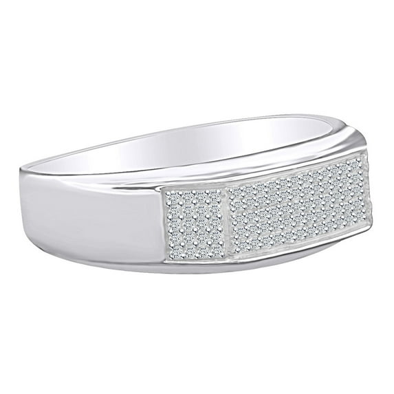AFFY 0.40 Carat Round Shape White Natural Diamond Men's Wedding Band Ring 14K White Gold Over Sterling Silver Ring Size-12.5