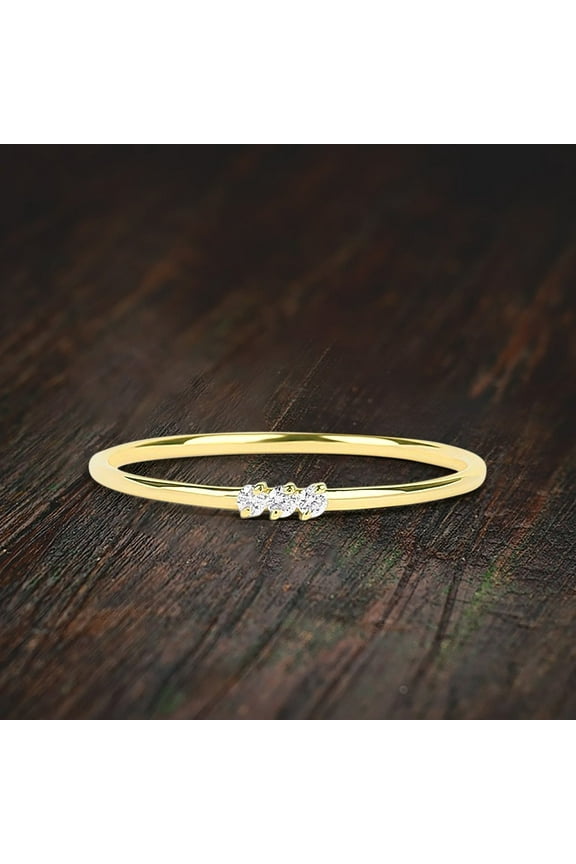 0.40 Carat Stunning 3 Stone Moissanite Diamond Engagement Ring Stackable Ring Promise Ring On Solid 10K Yellow Gold