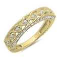 thumbnail image 1 of 0.40 Carat (ctw) 10K Yellow Gold Round Cut Diamond Ladies Vintage Style Millgrain Anniversary Wedding Stackable Band, 1 of 4