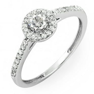 0.40 Carat (ctw) 14K Gold Round Cut Diamond Ladies Engagement Bridal Halo Ring
