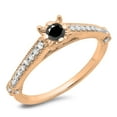 thumbnail image 1 of 0.40 Carat (ctw) 18K Rose Gold Round Cut Black & White Diamond Ladies Bridal Solitaire With Accents Engagement Ring, 1 of 1