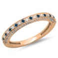 thumbnail image 1 of 0.40 Carat (ctw) 18K Rose Gold Round Cut Blue & White Diamond Ladies Anniversary Wedding Band Stackable Ring, 1 of 1