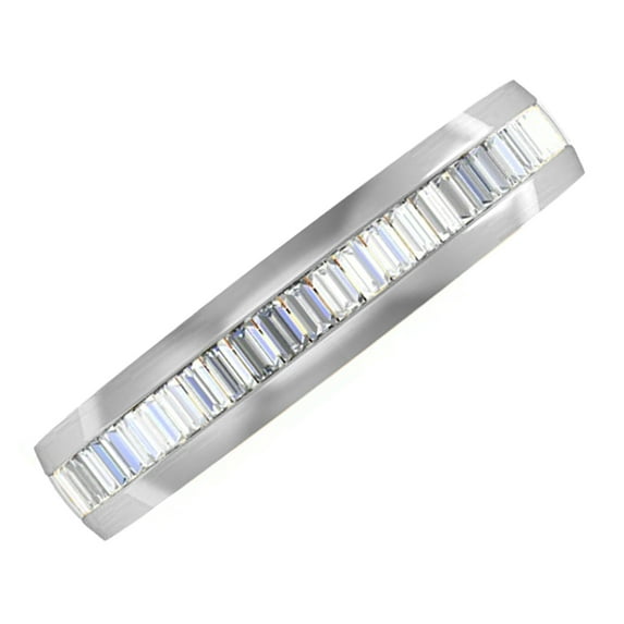 0.40 Carat (ctw) 18K White Gold Baguette Cut Diamond Ladies Stackable Anniversary Wedding Band