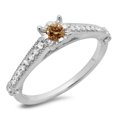 thumbnail image 1 of 0.40 Carat (ctw) 18K White Gold Round Cut Champagne & White Diamond Ladies Bridal Solitaire With Accents Engagement Ring, 1 of 1