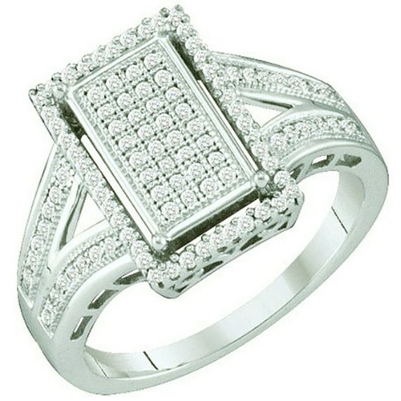 0.40 Carat (ctw) 18K White Gold Round White Diamond Ladies Split Shank Micro Pave Bridal Engagement Ring