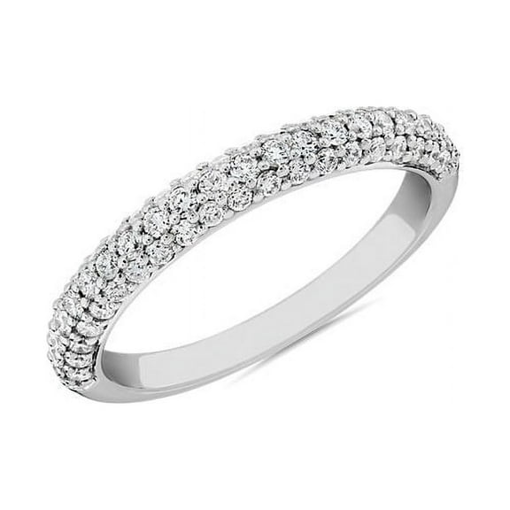 0.40 Ct Brilliant Round Shape Genuine Diamond Sparkle Eternity Band for Engagement and Wedding in Solid 18K White Gold Size 6.5