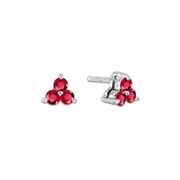 0.40 Ct. Natural Heated Ruby Three Stone Earring In 14K Gold