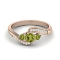 thumbnail image 1 of 0.40 Ctw Round Peridot 925 Sterling Silver Rose Vermeil Three Stone Mother's Day Gift Ring, 1 of 3