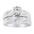 thumbnail image 1 of AFFY (0.40 ct) Round Cut White Natural Diamond Wedding Ring Set In 10k White Gold Ring Size-13.5, 1 of 2