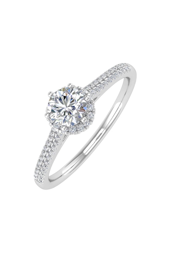 0.40 ctw Floating Halo Designer Engagement Ring in 14K White Gold (Ring Size 6.5) (I1-I2 Clarity)
