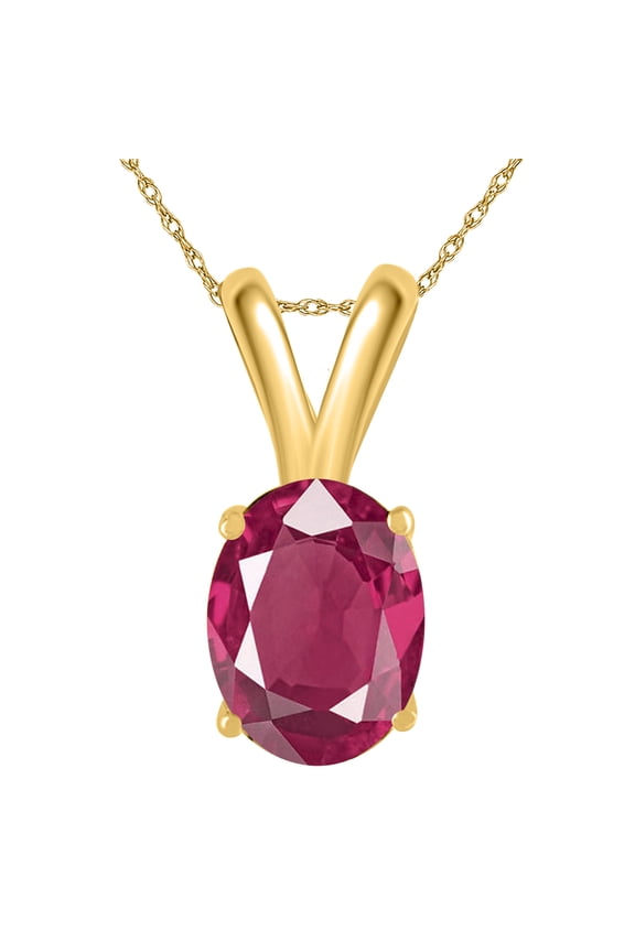 0.40Ct Oval Ruby Pendant in 14k Yellow Gold