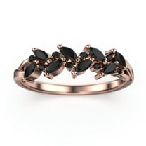 0.40ct Alternating Marquise And Round Black Diamond Moissanite 18K Rose Gold Over Silver Wedding Band