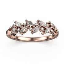 0.40ct Alternating Marquise And Round Diamond Moissanite 18K Rose Gold Over Silver Wedding Band
