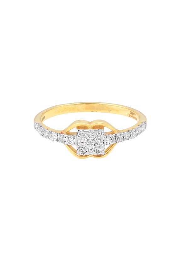 0.41 Ct. IGI Certified 18K Solid Yellow Gold Diamond Cluster Ring For Women Size 7.5 US 18kt