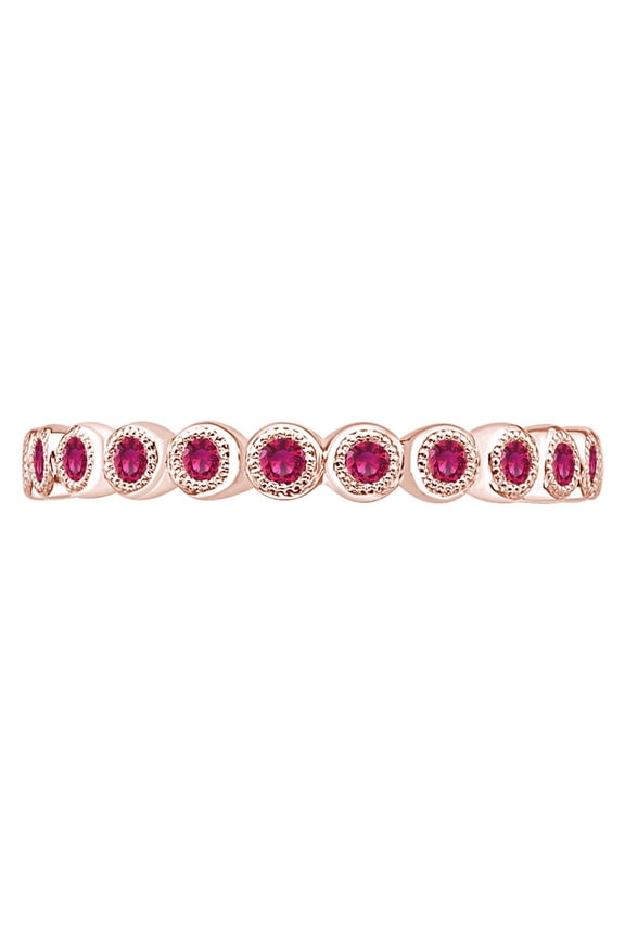 0.42 Carat (Cttw) Round Simulated Pink Ruby Vintage Style Engagement Band Ring 14K Solid Rose Gold Ring Size-7