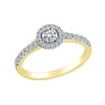 thumbnail image 1 of AFFY 0.42 Carat (Ctw) Round Shape Whit Natural Diamond Halo Cluster Engagement Ring In 14k Solid Yellow Gold Ring Size-7, 1 of 1