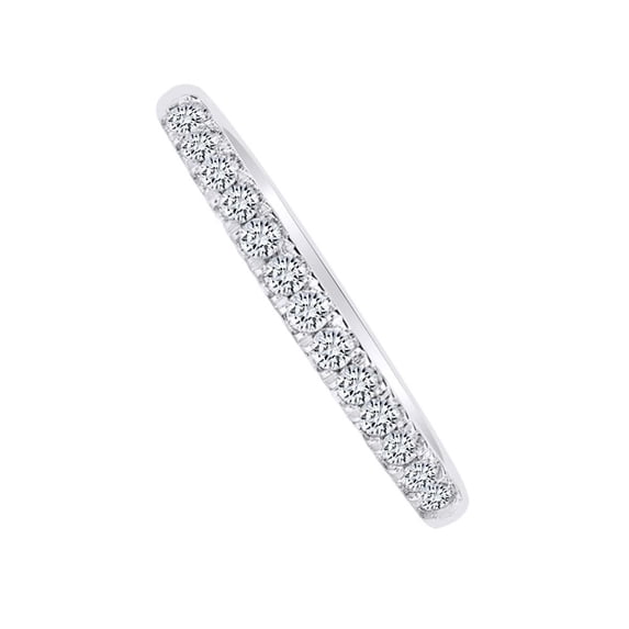 AFFY 0.42 Carat Round Shape White Natural Diamond Half Eternity Engagement Band Ring 18k Solid White Gold Ring Size-5