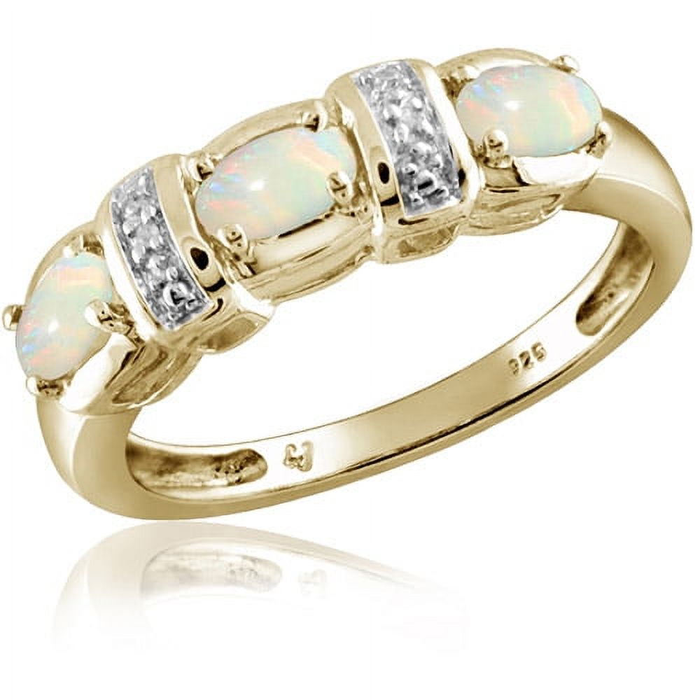 0.42 Carat T.G.W. Opal Gemstone and White Diamond Accent Ring