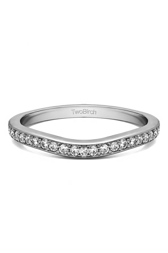 0.42 Ct. Dainty Curved Round Shared Prong Tracer Band (Sterling Silver & Cubic Zirconia)
