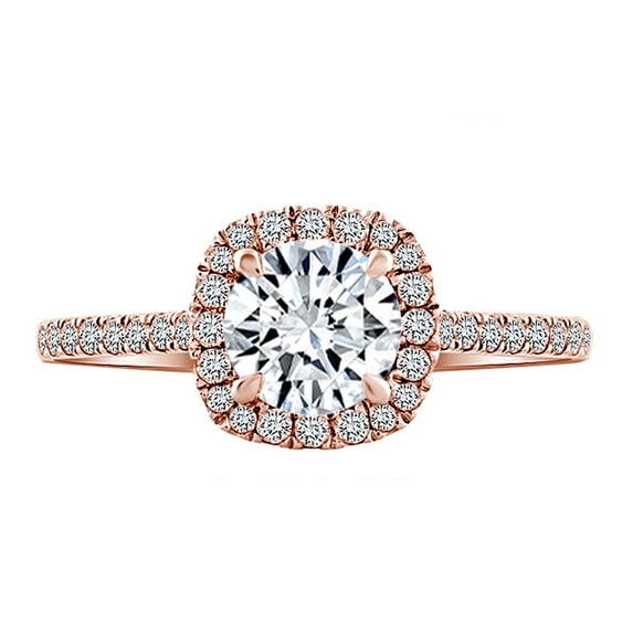 AFFY (0.42 Cttw) Round Shape White Natural Diamond Semi Mount Engagement Ring In 14k Solid Rose Gold (I-J Color, I2-I3 Clarity) Ring Size-6