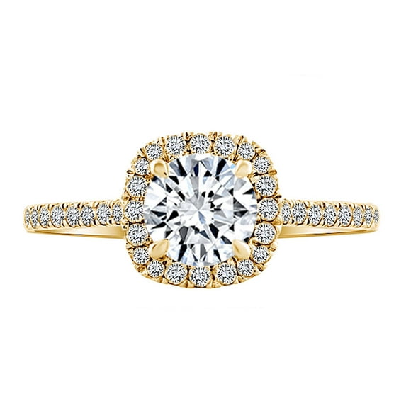 AFFY (0.42 Cttw) Round Shape White Natural Diamond Semi Mount Engagement Ring In 14k Solid Yellow Gold (I-J Color, I2-I3 Clarity) Ring Size-11