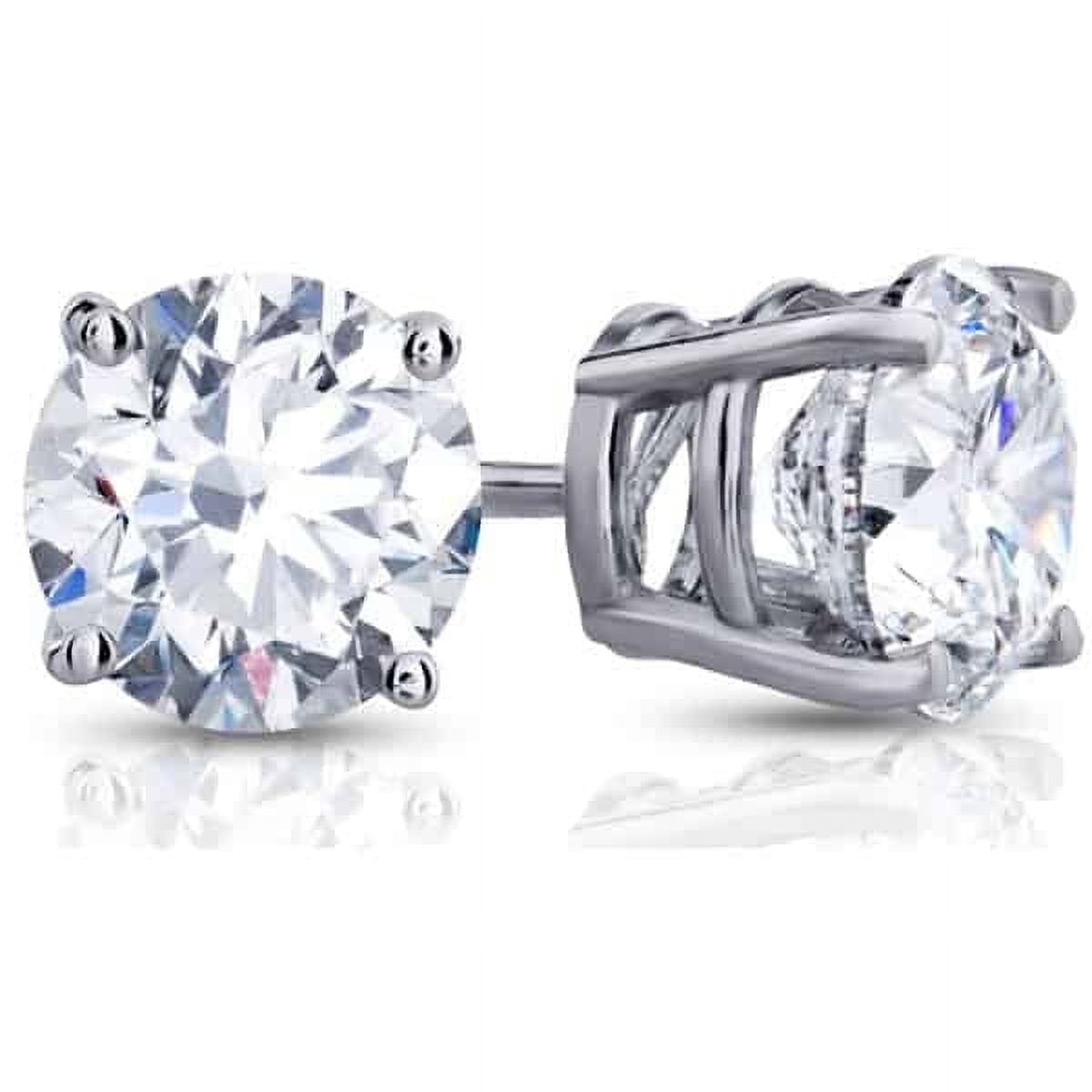 Yogratna 0.50ct TW 4mm Round Cut Moissanite Solitaire Stud Earrings, 925 Sterling Silver, 4-Prong Screw-Back
