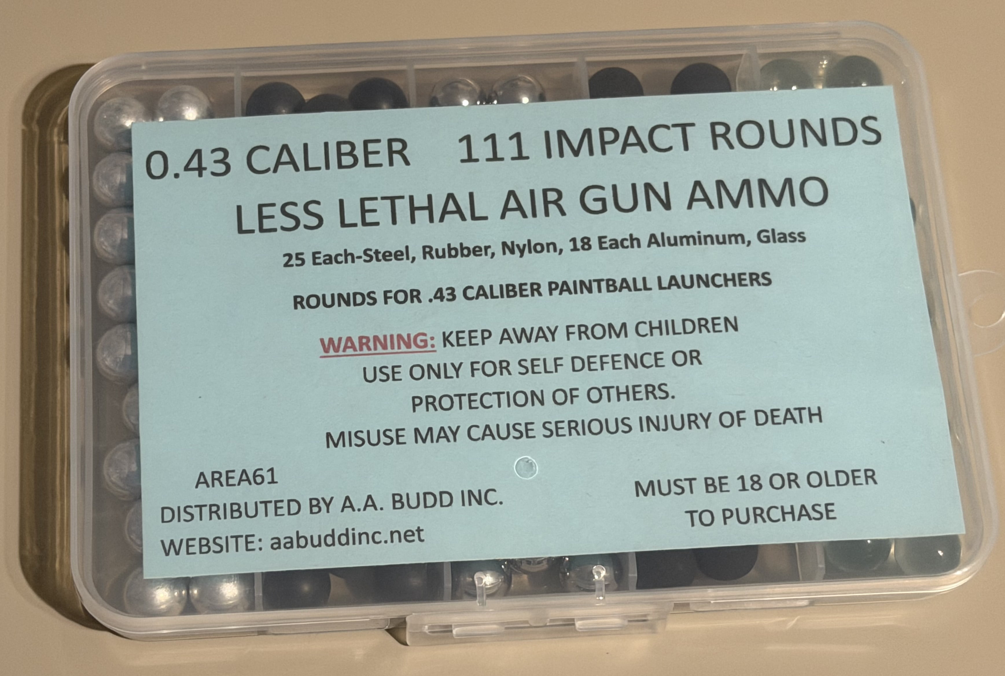 0.43 CALIBER 111 IMPACT ROUNDS LESS LETHAL AIR GUN /Slingshot AMMO