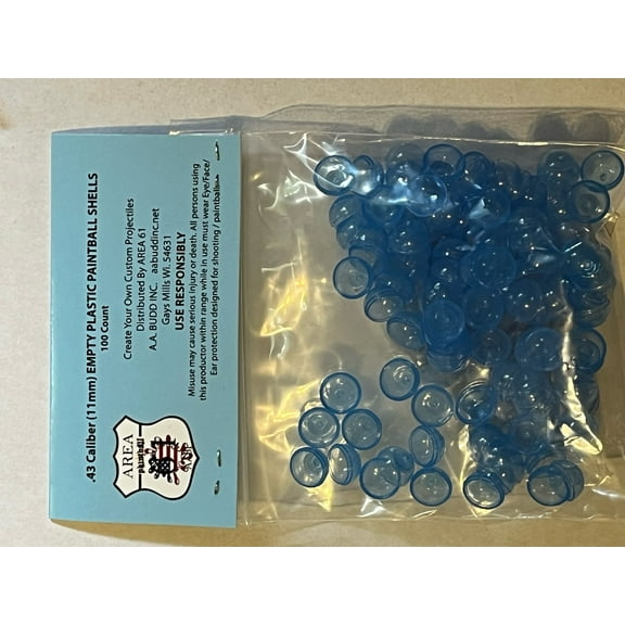 0.43 Caliber Empty Plastic Paintball shells 100 count Transparent Blue