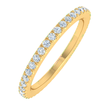 0.43 Carat Prong Set Diamond Ladies Eternity Ring in 14K Yellow Gold - IGI Certified (Ring Size 4.5) (SI1-SI2 Clarity)