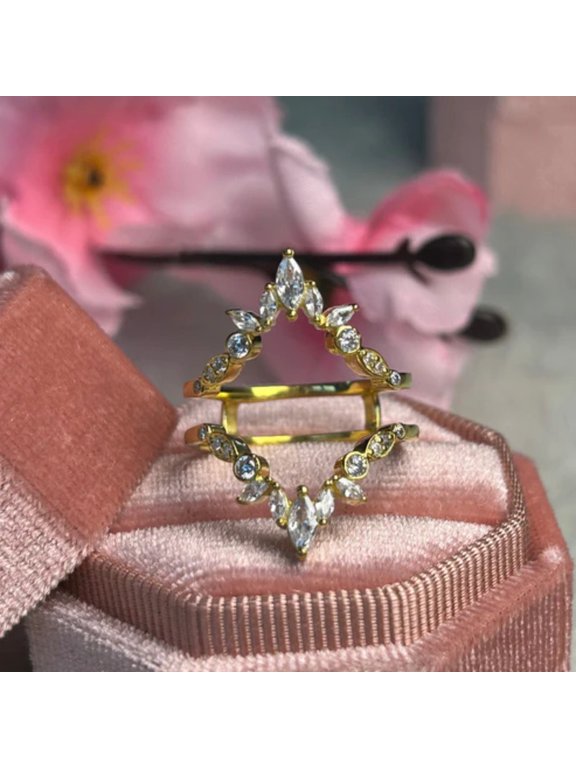 0.43Ct. Round and Marquise Cut Diamond Ring Guard- Engagement Ring Jacket