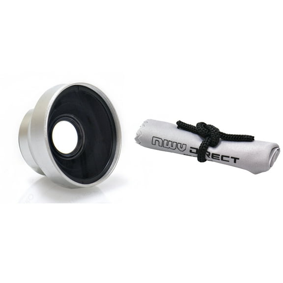 0.43x Wide Angle Lens w/Macro 37mm, (Wider Option To Sony VCL-0637S) + Nwv Direct Microfiber Cleaning Cloth