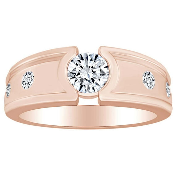 AFFY 0.44 Carat (Cttw) Round Cut White Natural Diamond Anniversary Wedding Band Ring In 14k Solid Rose Gold Ring Size-13