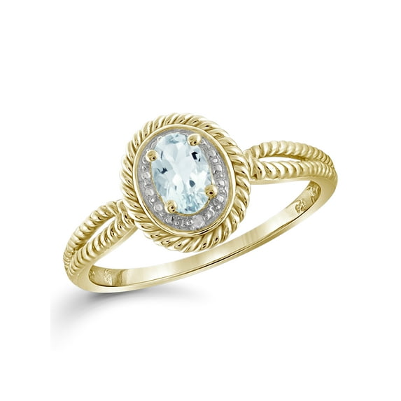 0.44 Carat T.G.W. Aquamarine Gemstone and Accent White Diamond Women's Ring