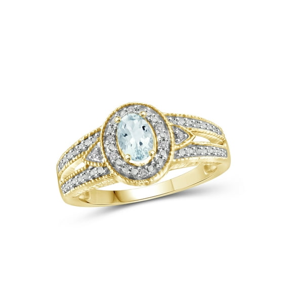 0.44 Carat T.G.W. Aquamarine Gemstone and Accent White Diamond Women's Ring