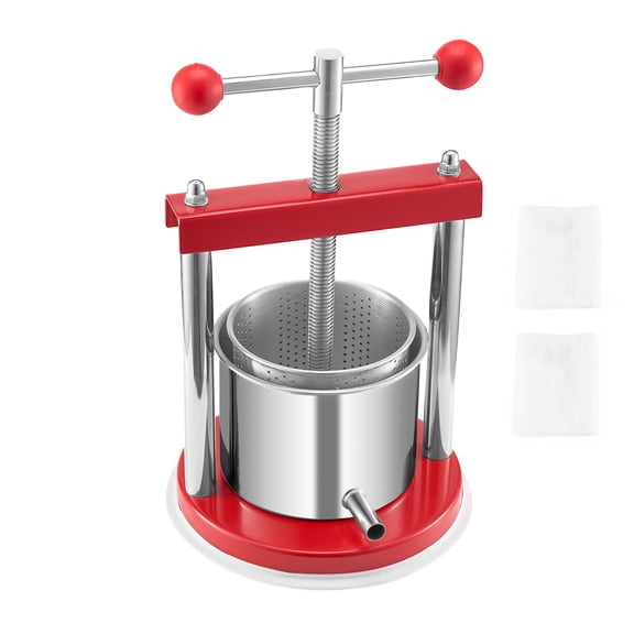 0.44 Gal Fruit Wine Press 2 Stainless Steel Barrels Manual Juice Maker Cider Grape Press with T-Handle for Home Kitchen