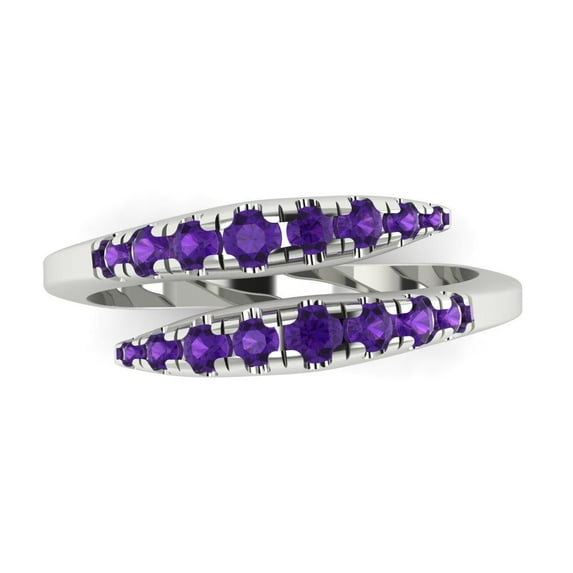 0.235 ctw Wedding Band for Women - 18K White Gold Natural Amethyst Stackable Eternity Ring